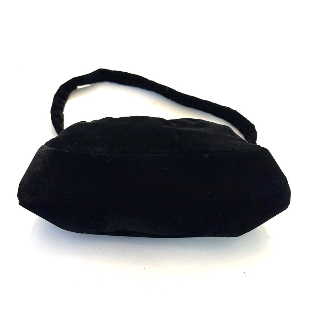 GARAY Vintage Evening Bag Black Velvet and Gold Kiss Luck Closure - Picture 4 of 6